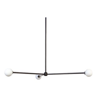 Globe Chandelier 3, Black, 32.5in H, 3 Inch Glass Globes, by Research.Lighting, Modern, Minimal Hanging Light For Sale
