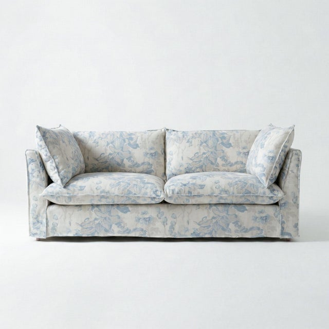 Not Yet Made - Made To Order Sophie Conran Coco 3 Seater Sofa - Andrew Martin Midsummer Faded Blue with Knife Edge Cushion For Sale - Image 5 of 5
