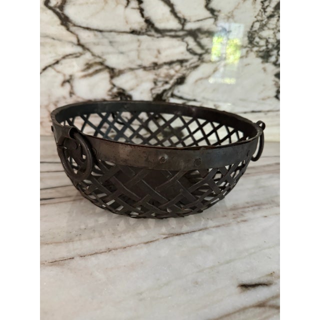 Metal French Weaved Metal Basket For Sale - Image 7 of 7