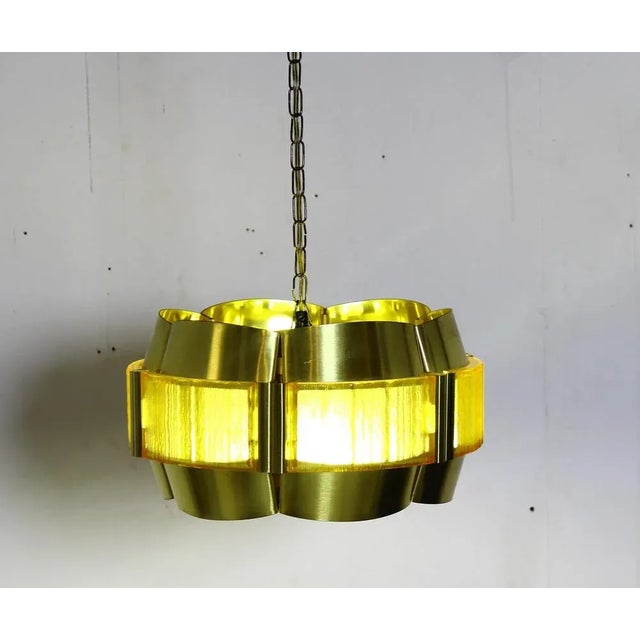 Vintage Brass Pendant by Werner Schou for Coronell Elektro, Denmark, 1960s For Sale - Image 3 of 8