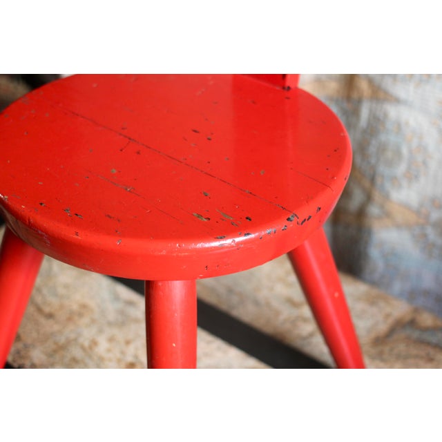 Handmade Red "Keyhole Chair" in the Style of William Fetner For Sale - Image 4 of 9