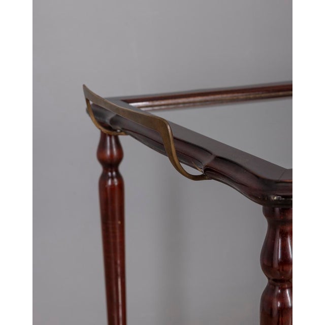 Vintage Italian Wood and Glass Serving Bar Cart, 1960s For Sale - Image 4 of 15