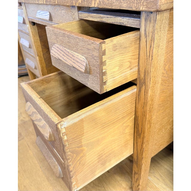 Mid 20th Century Vintage Oak C-Curve Roll Top Desk With Full Fitted Interior For Sale - Image 5 of 10