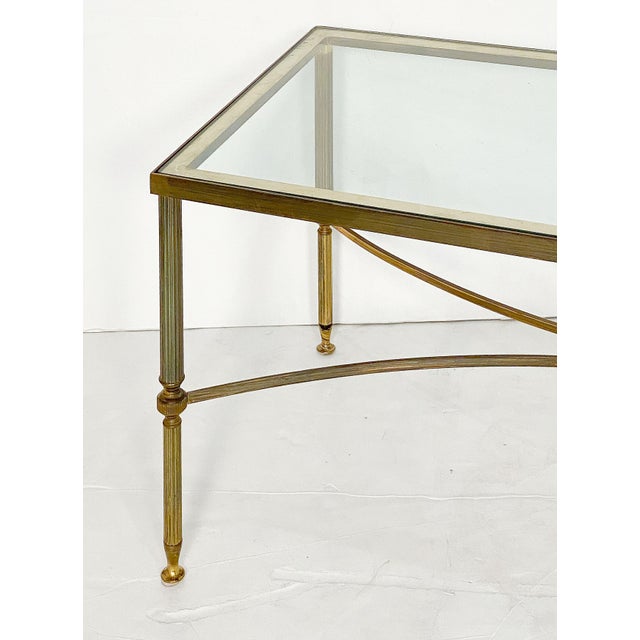 Mid 20th Century French Cocktail or Coffee Low Table of Brass and Glass in the Maison Jansen Style For Sale - Image 5 of 11