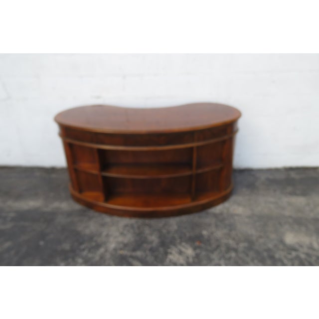 Drexel Heritage Flame Mahogany Kidney Shaped Executive Desk With Bookcase 6084 For Sale - Image 10 of 18