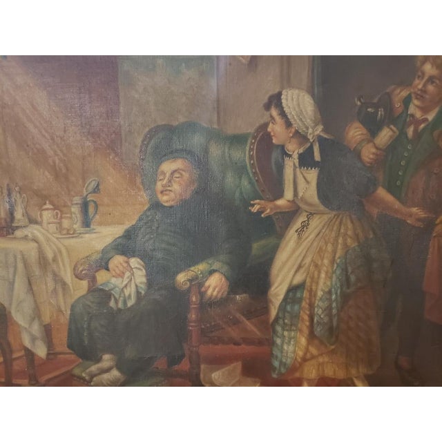 Figurative Framed Oil Painting on Canvas "Belgian Daily Life" by Jan Op De Beeck 21st Century For Sale - Image 3 of 8