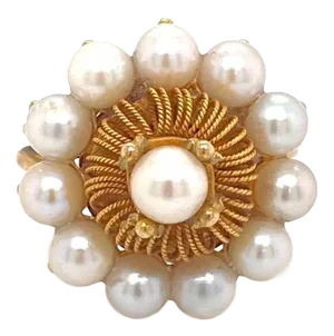 Pearl 14k Yellow Gold Harem Ring