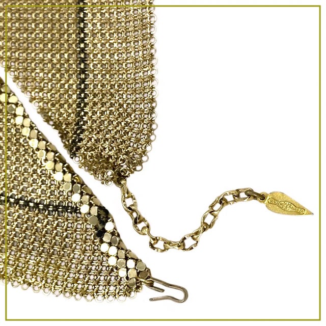 Vintage Whiting & Davis Gold-Tone Mesh Triangle Scarf Necklace For Sale In Atlanta - Image 6 of 7