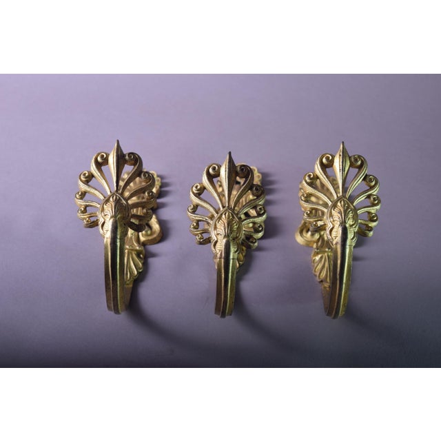Antique Gilded Bronze Curtain Holdbacks, Set of 3 For Sale - Image 9 of 11
