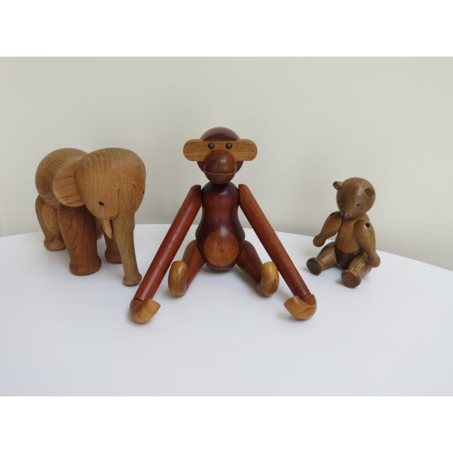 Vintage Danish Beech, Oak and Teak Monkey, Elephant and Bear Figurines by Kay Bojesen, 1960, Set of 3 For Sale - Image 11 of 18