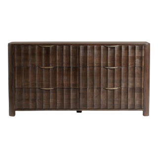 Harlow Chocolate Fluted Wood Organic Modern Dresser For Sale