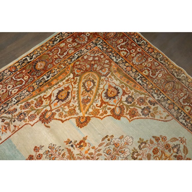 Stunning Turquoise Antique Persian Tabriz Rug - 8'10" x 11'8" For Sale - Image 11 of 16
