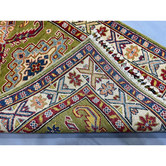 Olive Green, Red and Cream Kazak Wool Runner Rug, 2'11" X 9'9" For Sale - Image 18 of 18