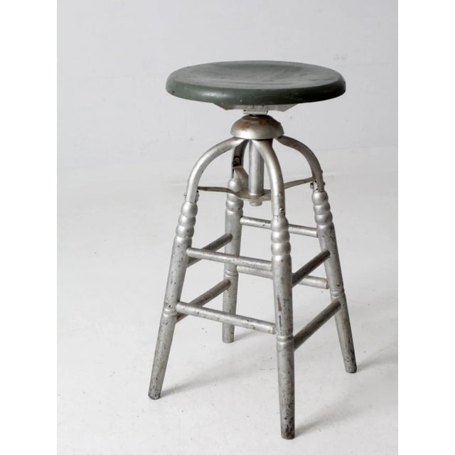 Silver Antique Painted Swivel Seat Stool For Sale - Image 8 of 11