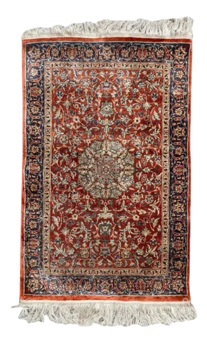 Vintage Middle Eastern Sino Rug in Fine Silk