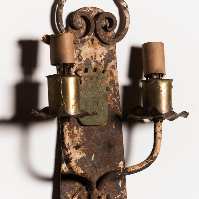 Antique Neo-Gothic Light Sconce Circa 1920s For Sale - Image 4 of 7