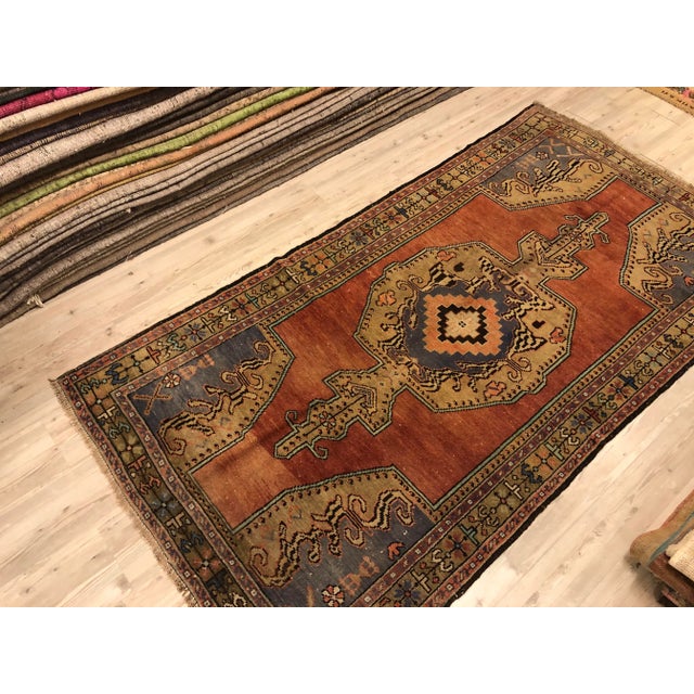 Orange and Blue Bohemian Vintage Turkish Rug Chairish