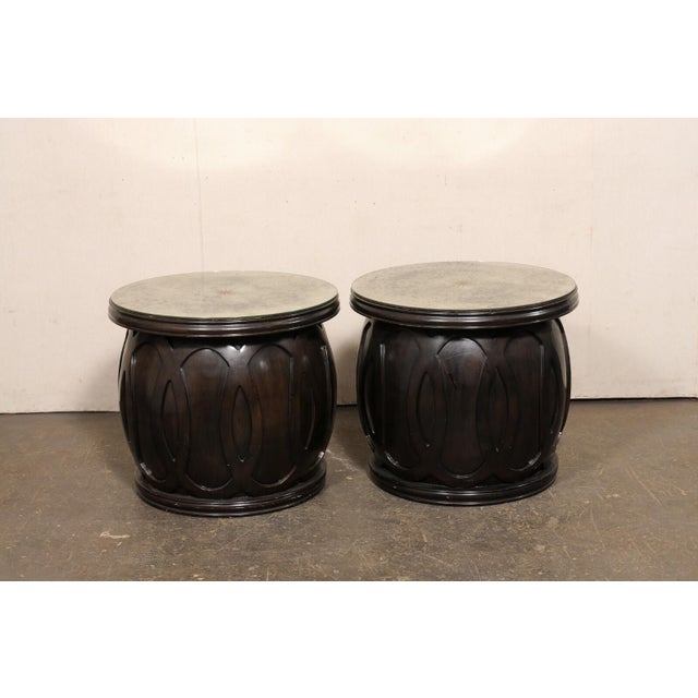 Pair of French Drum Tables With Sun-Burst Mirror Tops For Sale In Atlanta - Image 6 of 11