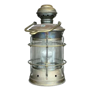 Vintage Coastal Anchor Brass Oil Lantern