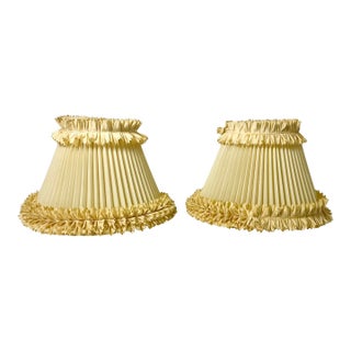 1940s Vintage Boho Chic Traditional Pleated Lamp Shades - A Pair For Sale