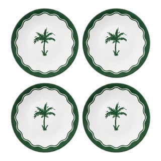 Anthropologie X Fern & Co. Tropical Palm Scalloped Dinner Plates - Set 4 For Sale