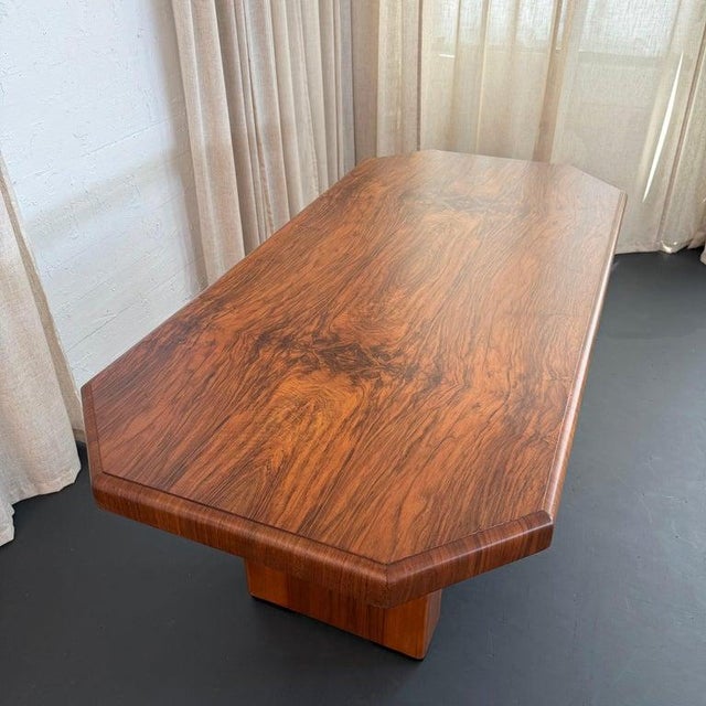 Antique Art Deco Octagonal Burl Walnut Pedestal Dining Table For Sale - Image 9 of 14