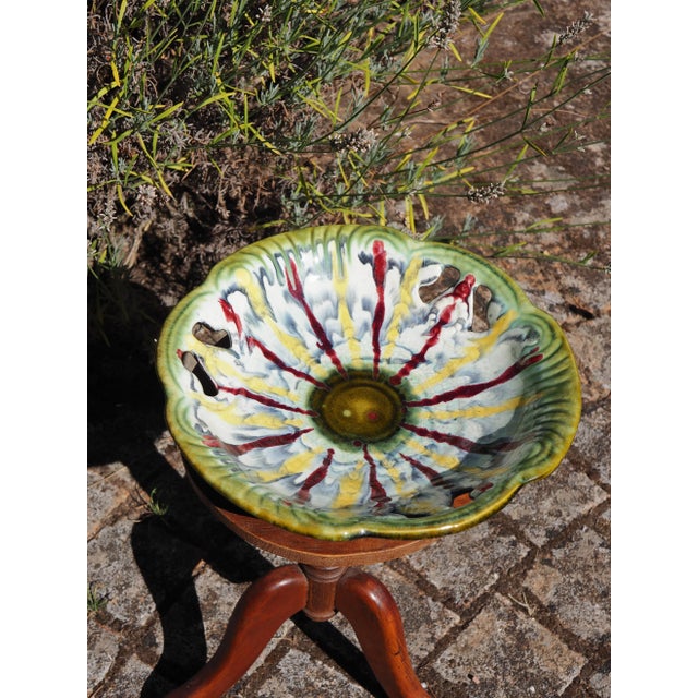 Mid-Century Modern 1970s West Germany Openwork Fruit Bowl With Yellow and Red Drips For Sale - Image 3 of 11