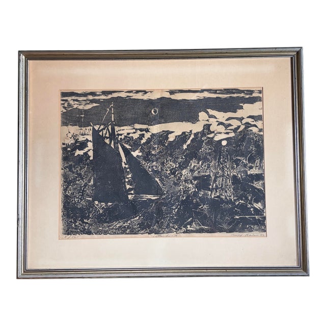 Max Kahn Signed Woodcut Print, 1963 – Abstract Mid-Century Modern For Sale