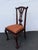 Brown Chippendale Carved Ball and Claw Feet Dining Chairs Set of Two 6632 For Sale - Image 8 of 13