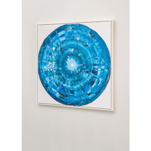 Contemporary Bernhard Lang, Colored and Blue Circles, Paintings on Canvas, Framed, Set of 2 For Sale - Image 3 of 10