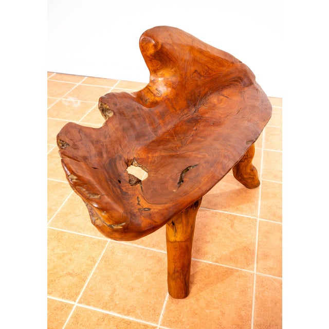Orange Sculptural Statement Bench in Teak, 1970 For Sale - Image 8 of 18