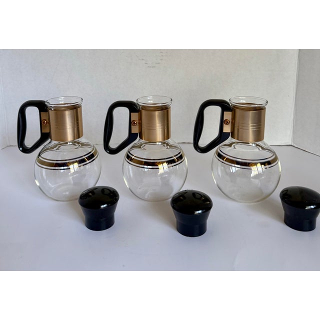 Set of 3 Pyrex for Silex Coffee Syrup Carafes With Warmer Stands For Sale In Los Angeles - Image 6 of 10