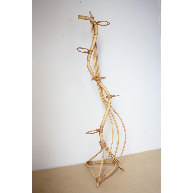 Mid-Century Modern Rattan Plant Stand from Uluv, Czechoslovakia, 1960s For Sale - Image 3 of 8