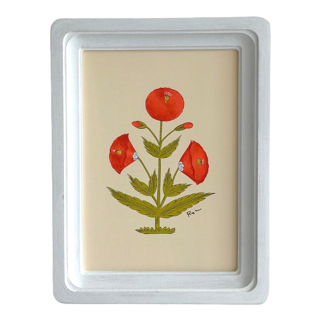 Original Hand-Painted Motif Painting in a Wooden Frame For Sale