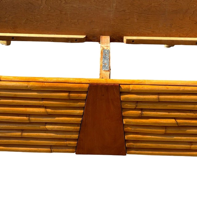 1930s Restored Art Deco Geometric Stacked Rattan Bed and Mahogany Twin Bed Frame For Sale - Image 5 of 7
