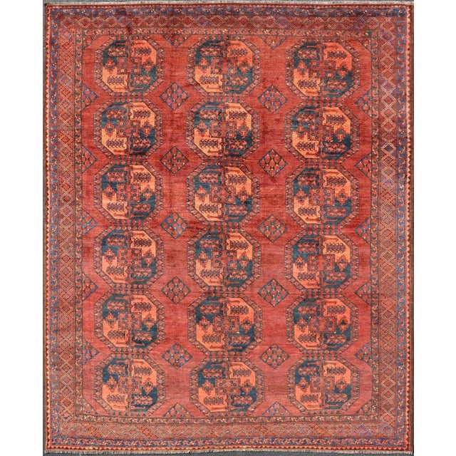 Early 20th Century Turkomen Ersari Rug in Wool With Repeating Sub-Geometric Gul Design For Sale - Image 13 of 13