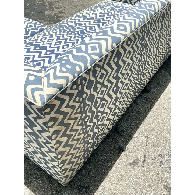 Vintage Boho Custom Sectional Sofa in Quadrille “Deauville” Printed Cotton For Sale - Image 11 of 12