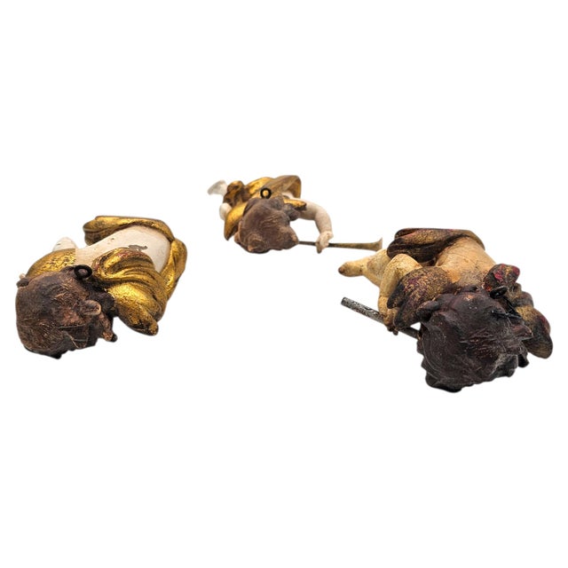 Italian Hand Carved Gilt Wood Putti Wall Sculptures – Set of Three For Sale - Image 10 of 10