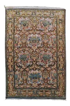 Vintage Hand Knotted Persian Silk Area Rug