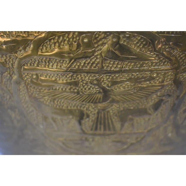 Brass Vintage Syrian Brass Hand-Etched Cachepots - a Pair For Sale - Image 8 of 13