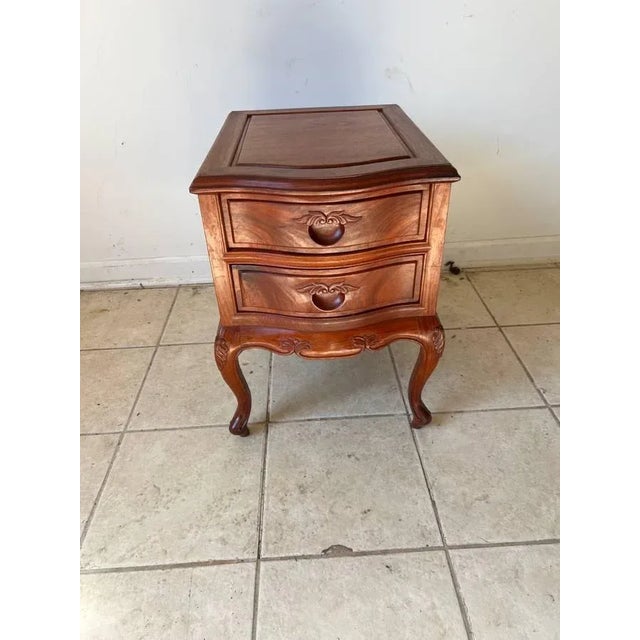 Vintage French Rococo Style Solid Teak 2 Drawer Nightstand. For Sale - Image 12 of 12