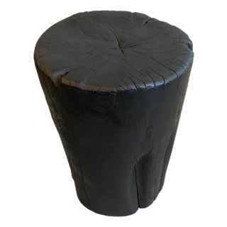 Andrianna Shamaris Charred Teak Wood Side Table or Stool For Sale