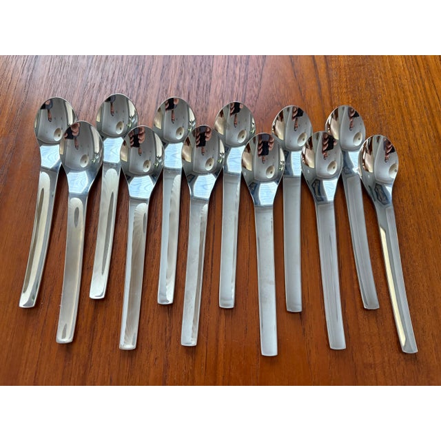 Metal Late 20th Century Mikasa Profile Japan Modernist Stainless Flatware Set 59 Pieces Service for 11+ For Sale - Image 7 of 12