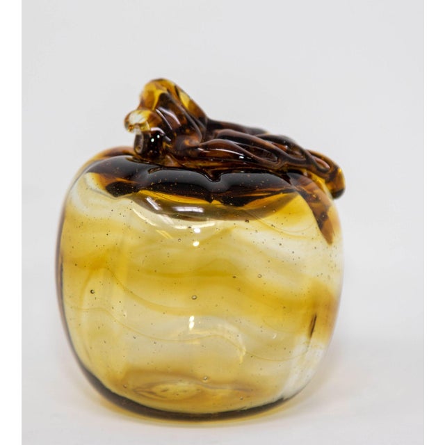 Amber Glass Apple Murano Blown Art Glass Paperweight Sculpture For Sale - Image 10 of 10