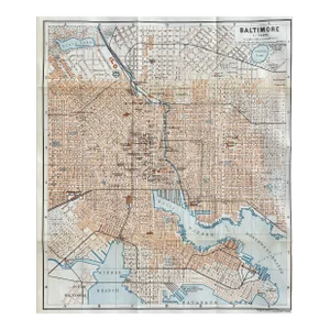 1909 Antique Map of Baltimore Maryland
