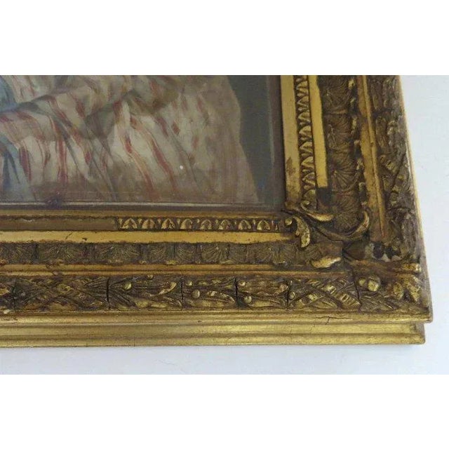 French 19th Century "Signing Wedding Certificate" French Watercolor Painting, Framed For Sale - Image 3 of 12