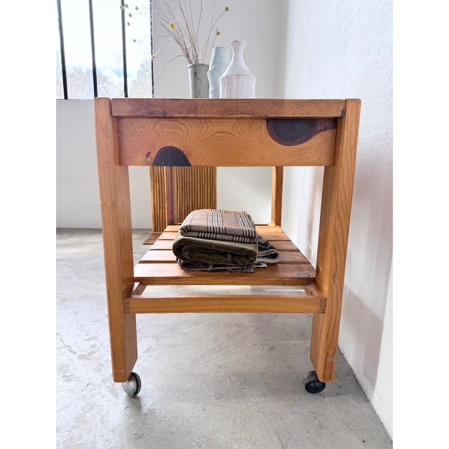 Pine Serving Cart on Casters, 1980s For Sale - Image 12 of 18