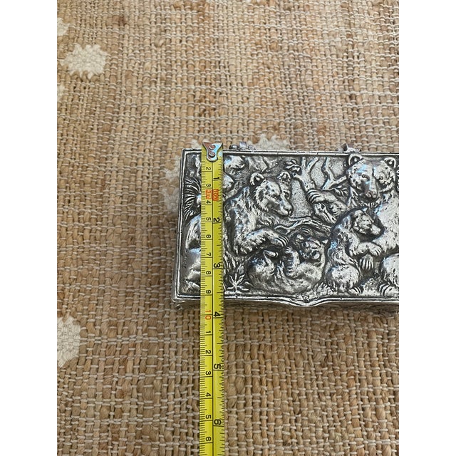 Vintage Sliver Tone Wilderness Bear Arthur Court Trinket Jewelry Box For Sale - Image 9 of 11