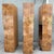 This three-piece mid century modern wall unit pairs high-gloss burlwood laminate with woven cane panels and brass accents...