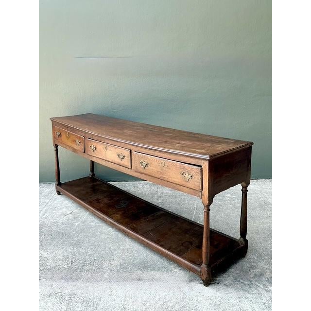Brown Vintage 18th Century Distressed Plank Console Table For Sale - Image 8 of 14